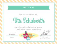 Zertifikat SUP Hund Uta Schubert